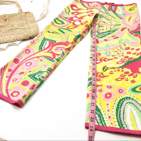 Tibi | Yellow Pink Paisley Crop Pants - Picture 2 of 7